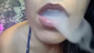Smoking up close, yummy mouth