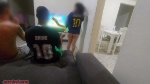 I had to have sex with my husband's friend because of a bet, but I got horny and ended up doing DP w