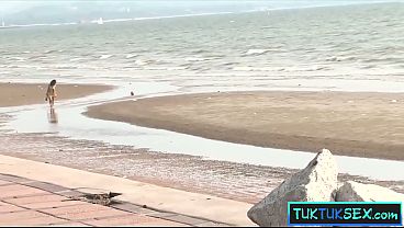 Thai teen picked up on the beach for sex by a big dick foreigner